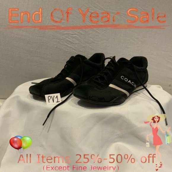 EUC-Coach black and white lace up sneakers - Picture 1 of 8